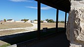 Fort Stockton parade ground and barracks as seen from the guard house:  The museum is in the barracks on the right.