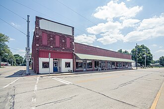 Cafe and Electronics Building (Photo from Small Town Indiana photo survey) Freelandville, Indiana.jpg