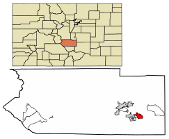 Location of Florence in Fremont County, Colorado.