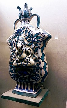 Lord Ganesha on a Flask, Albert Hall Museum Ganesha Pilgrim Flask.jpg