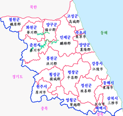 江原特別自治道の地図