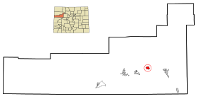 Garfield County Colorado Incorporated and Unincorporated areas New Castle Highlighted.svg