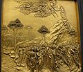 Moisès rep les taules de la llei, per Ghiberti, s. XV (Florència, Battistero)