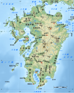 Geofeatures map of Kyushu