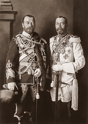 Nicholas II of Russia and George V of Great Britain in Berlin, 1913