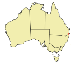 Gold Coast markerat på Australienkartan.