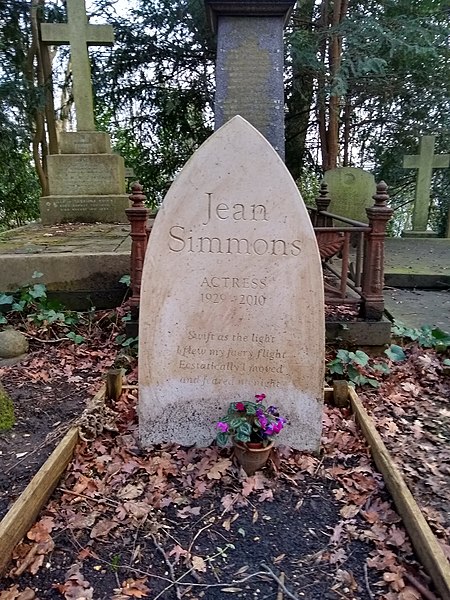 Grave of Jean Simmons in Highgate Cemetery, London