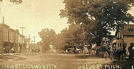 Historic image of Main Street in 1906 Gregory, Michigan (1906).jpg