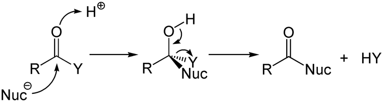 Acid-catalyzed addition-elimination mechanism H-Add-El.Mechanismus.PNG