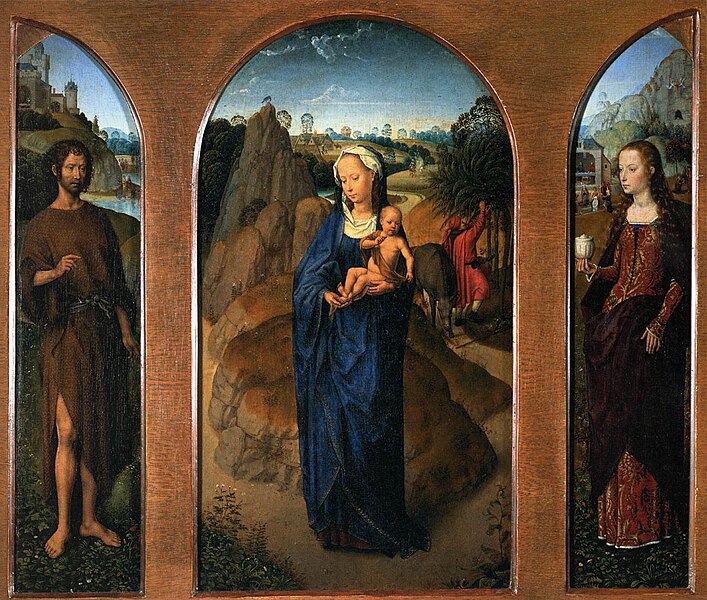 File:Hans Memling - Triptych The Rest on The Flight into Egypt - Louvre.jpg