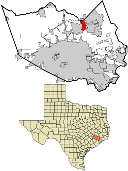 Emplacement dans le comté de Harris et dans l'État du Texas