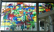 Stained-glass windows at train station