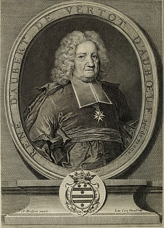 Portrait de René Aubert de Vertot gravé par J.-F. Cars vers 1725
