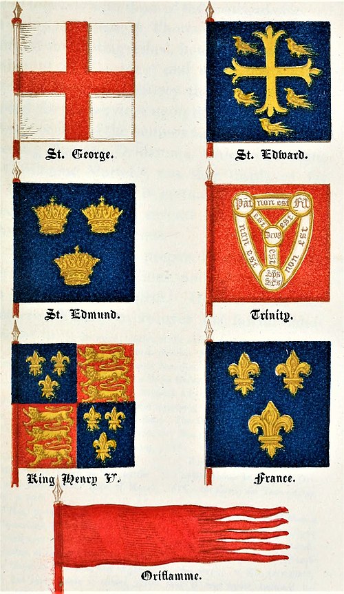 1833 reconstruction of the banners flown by the armies at Agincourt