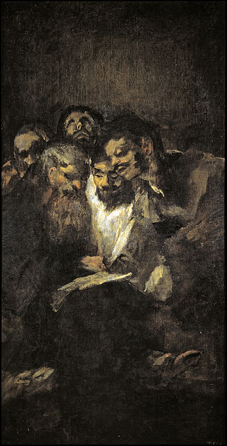 <i>Men Reading</i> Painting by Francisco de Goya