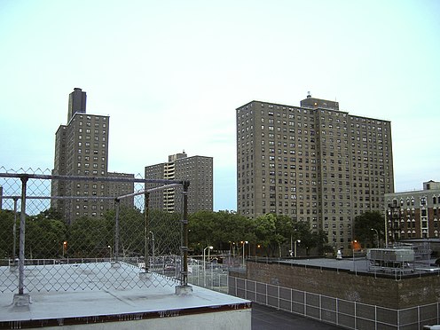 The 20-story John F. Hylan Houses in the Bushwick section of Brooklyn, New York City.
