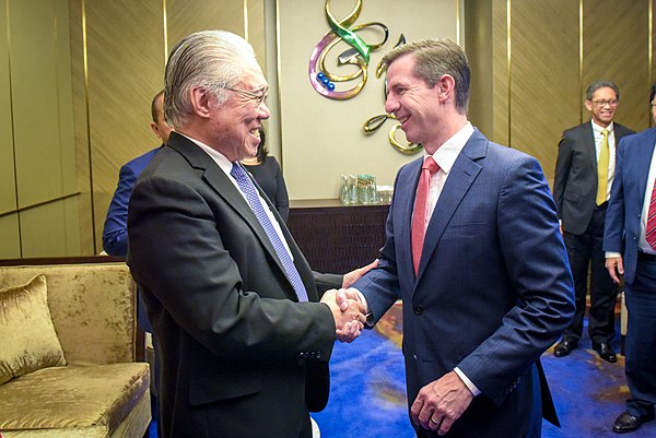 Birmingham and his Indonesian counterpart Enggartiasto Lukita at the signing of the Indonesia–Australia Comprehensive Economic Partnership Agreement i