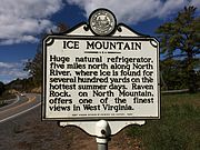 Ice Mountain marker Ice Mountain Historical Marker Augusta WV 2014 10 05 01.JPG