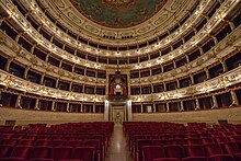 Opera was shot at the Teatro Regio in Parma. Interior of Teatro Regio (Parma) 2014-09-16.jpg