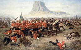 The Battle of Isandhlwana, oil painting by Charles Edwin Fripp, portraying a colonial conflict between the Zulu Kingdom and the British Empire in 1879. Isandhlwana.jpg