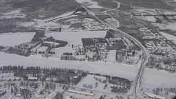 Flygfoto över Ivalo, februari 2017.