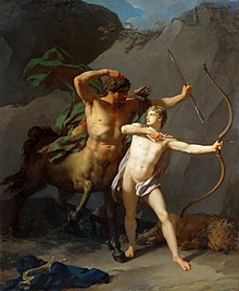 Jean-Baptiste Regnault (1754–1829): L'Éducation d'Achille par le centaure Chiron (The Education of Achilles by the centaur Chiron, 1782.) Musée du Louvre, Paris. Chiron teaches the art of archery. (Source: Wikimedia)