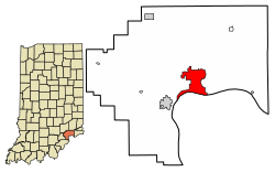 Местоположение Мэдисона в округе Джефферсон, штат Индиана 