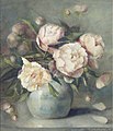 Peonies in a vase by Johanna Bleuland van Oordt