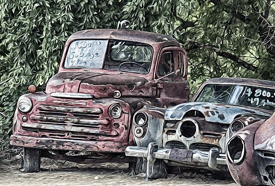 Junkyard vehicles as fotoart