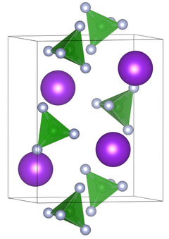 Unit cell of potassium tetrafluoroborate.