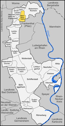 Läget för Beindersheim i Rhein-Pfalz-Kreis