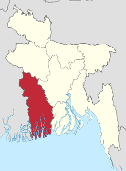 बङ्गलादेशको नक्शामा खुलना विभागको अवस्थिति