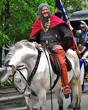 Actor presenting King Daniel of Galicia on the Day of the Lviv City celebration, May 3rd, 2008