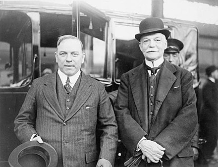 Prime Minister William Lyon Mackenzie King (left) at the 1926 Imperial Conference. King sought to redefine the role of governor general at the conference, as a result of the King-Byng affair earlier that year.
