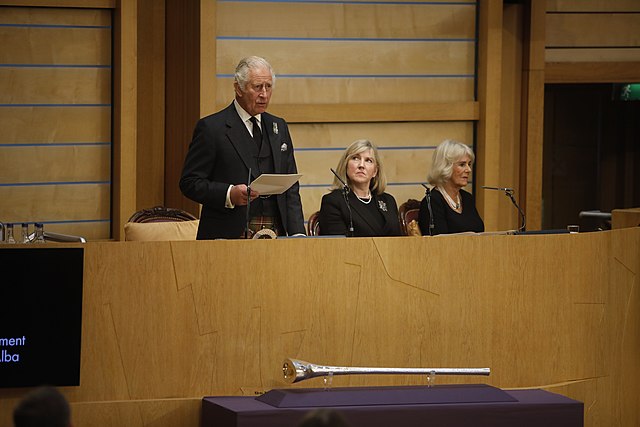 Presiding Officer Alison Johnstone presides over the first speech to the Scottish Parliament by King Charles III