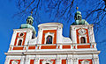 en: Pilgrimage church of Our Lady of Sorrow on the Cvilín hill, frontal view. de: Wallfahrtskirche der "Heiligen Mutter Gottes im Schmerz" auf dem Burgberg Cvilín, Frontansicht