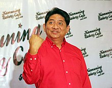 Gadon reacts happily following the nullification of Maria Lourdes Sereno's appointment as Chief Justice in 2018. Gadon filed an impeachment campaign against her. Larry Gadon in 2018.jpg