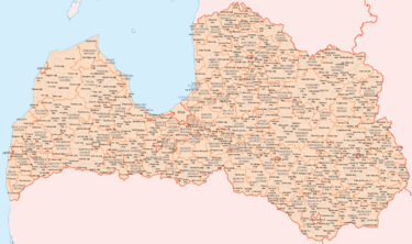 Карта краёв и волостей Латвии