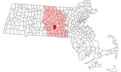 Location in Worcester County in Massachusetts
