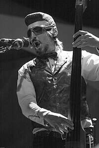 Claypool playing an upright bass at the Ottawa Bluesfest in 2009