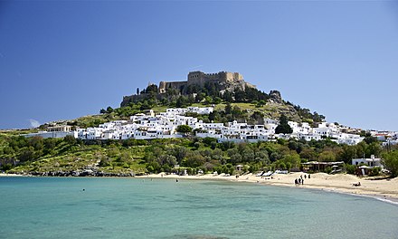 Acropolis of Lindos, on the island of Rhodes, Greece