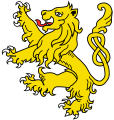 Lion or armed argent, langued gules, tail nowed