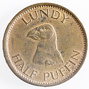Reverse of "Half Puffin" coin, Lundy 1929