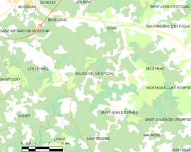 Mapa obce Église-Neuve-d’Issac