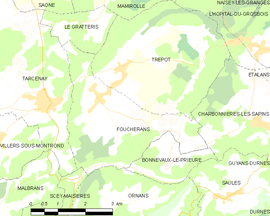 Mapa obce Foucherans