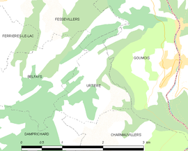 Mapa obce Urtière