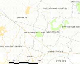 Mapa obce Saint-Laurent-des-Combes