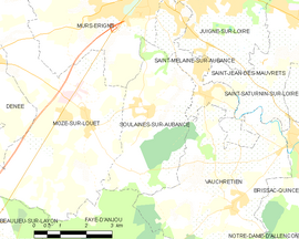 Mapa obce Soulaines-sur-Aubance