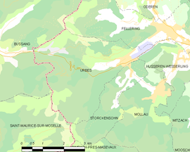 Mapa obce Urbès