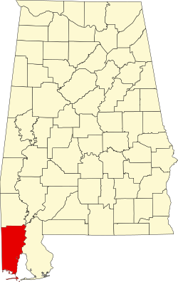 Map of Mobile County within Alabama